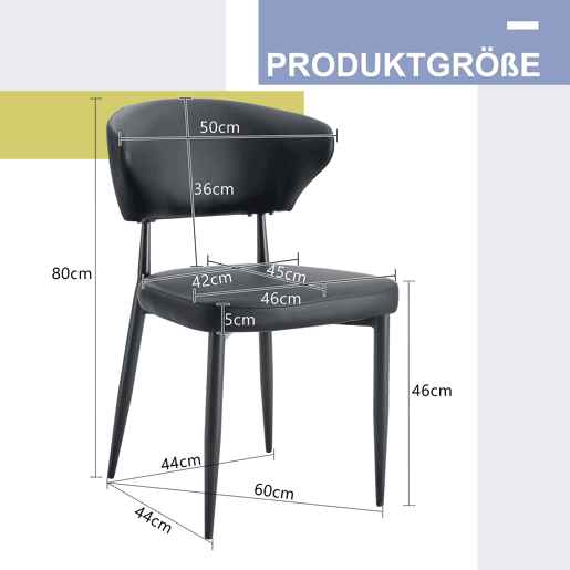 Cadeira de jantar 2 unidades - design ergonómico minimalista, encosto curvo - Preto