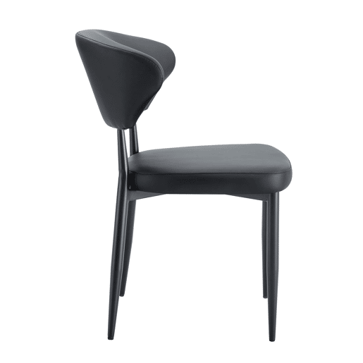 Cadeira de jantar 2 unidades - design ergonómico minimalista, encosto curvo - Preto