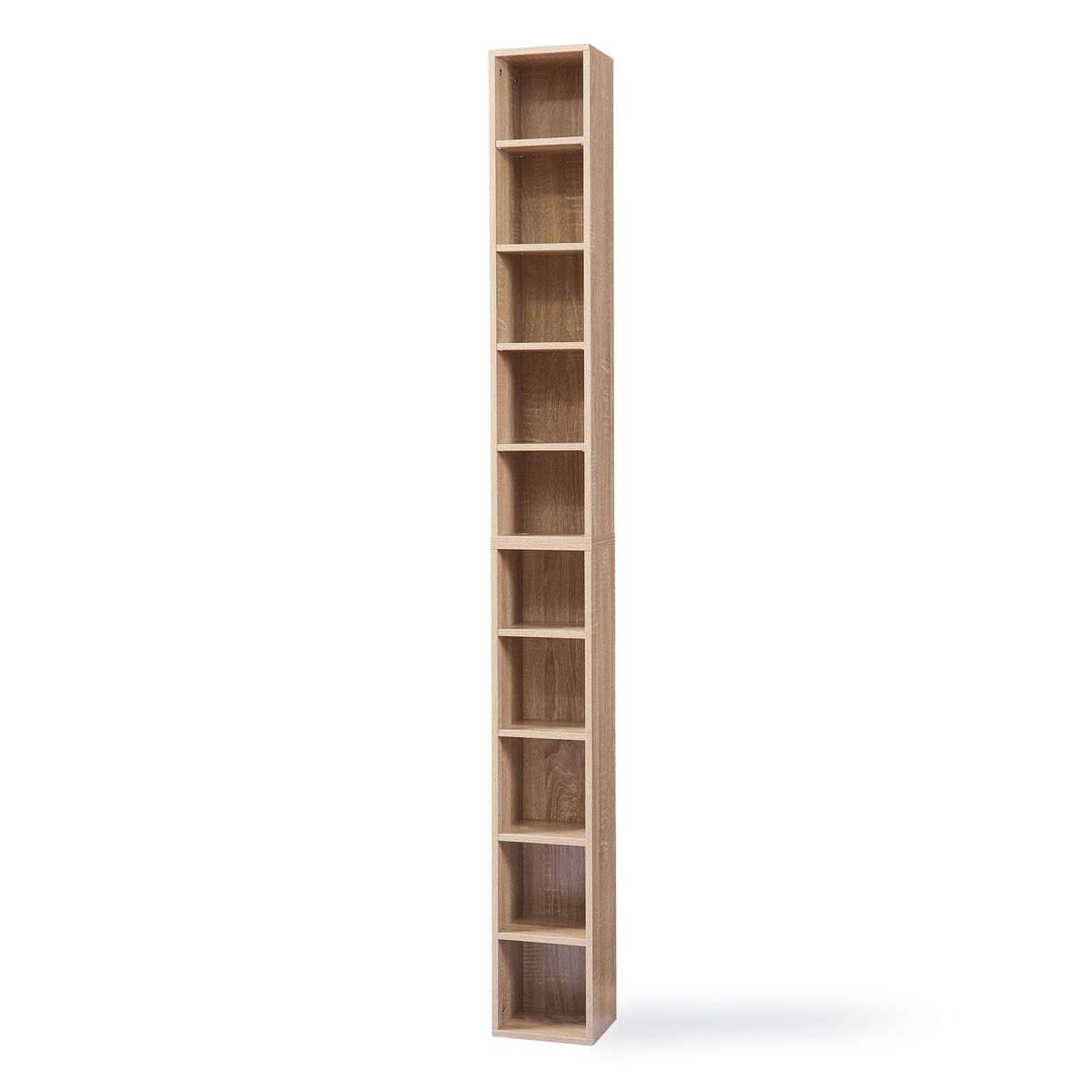 Estantería para cds tynset 10 compartimientos 187x20x17cm - efecto roble sonoma [en.casa]