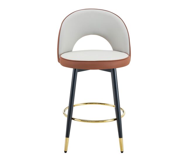Taburete de bar giratorio 360° - asiento acolchado pu, cómodo - marrón/negro y gris claro, 2 uds