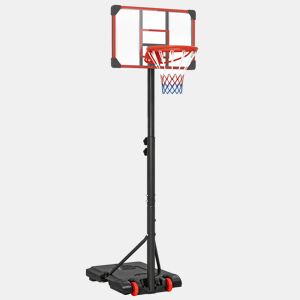 SPORTNOEW Tabela de Basquetebol com Altura Ajustável 178-208 cm Rodas Cesta de Basquetebol para Crianças acima de 6 Anos com Base Recarregável para Exterior 75x56x210-240 cm Vermelho e Preto