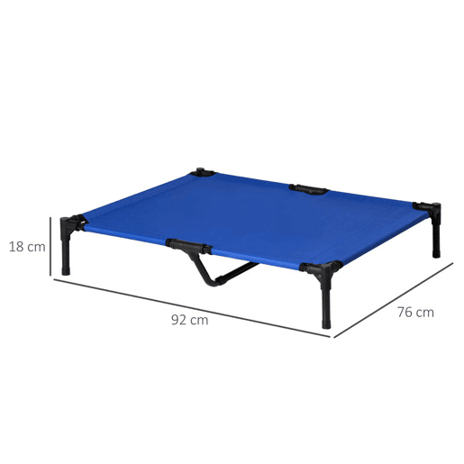 PawHut Cama Elevada para Cães Respirável para Cães Elevada para Cães Grandes com Tecido Oxford e Estrutura de Metal para Interior e Exterior 92x76x18 cm Azul