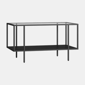 Mesa de centro Nynna retangular vidro aço 90x50x50 cm Preto en.casa