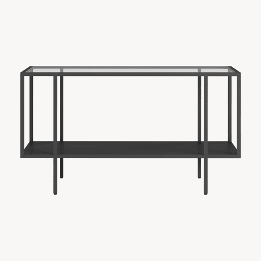 Mesa de centro Nynna retangular vidro aço 90x50x50 cm Preto en.casa