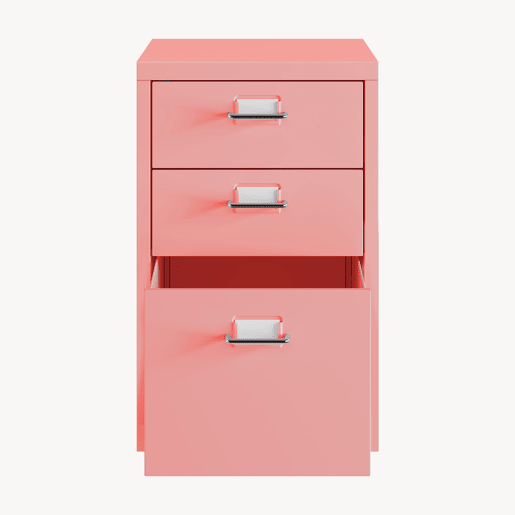 Armário de arquivo móvel Kökar com 3 gavetas aço 48x28x41 cm rosa en.casa