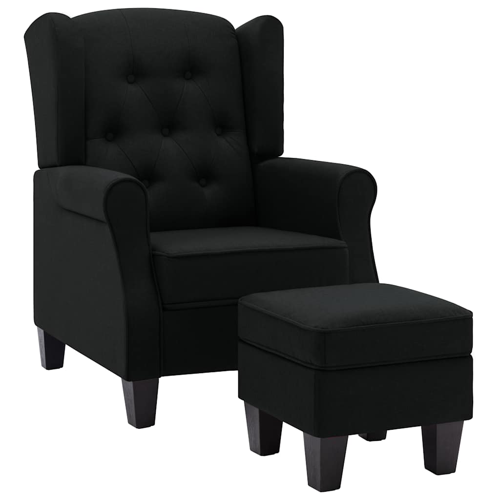 Vidaxl sillón con reposapiés de tela negro