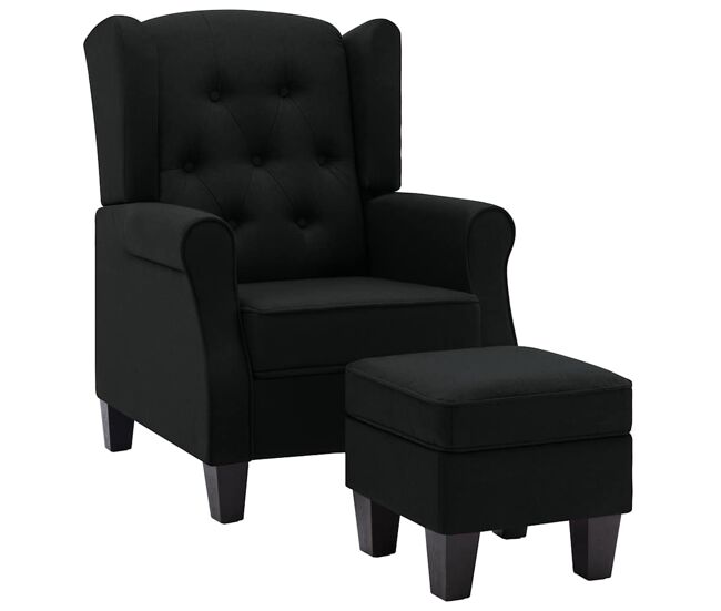 Vidaxl sillón con reposapiés de tela negro