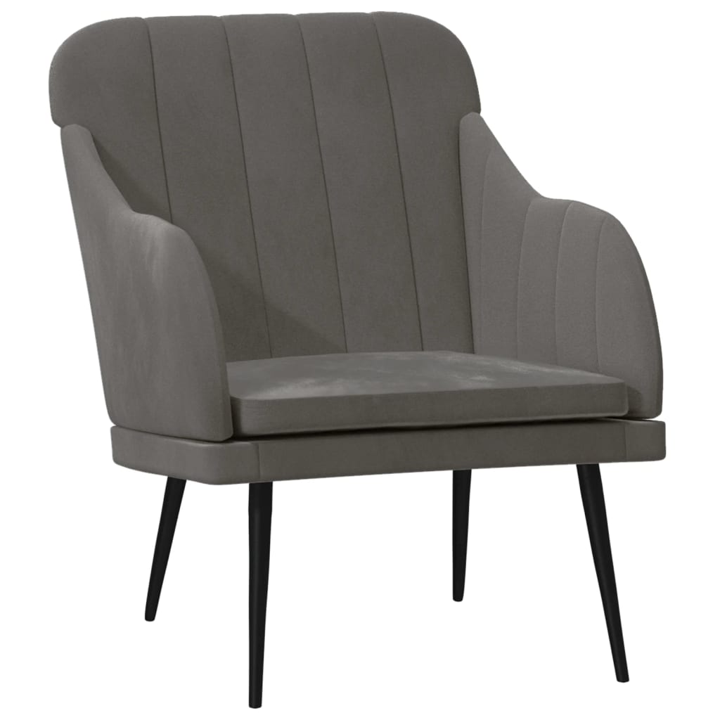 Vidaxl sillón de terciopelo gris oscuro 63x76x80 cm