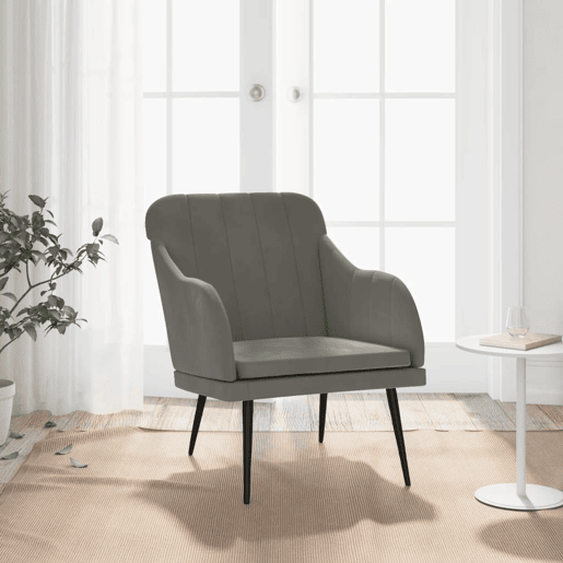 vidaXL Cadeira c apoio de braços 63x76x80 cm veludo cinzento-escuro