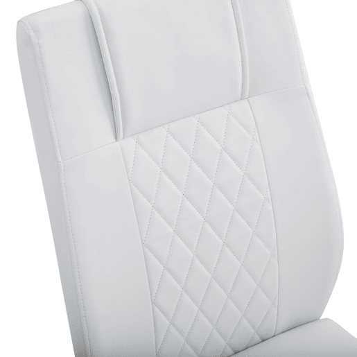 Cadeiras de sala de jantar 4 unidades - Estilo escandinavo, PU, encosto em malha, pernas metálicas antiderrapantes - Branco+Prata