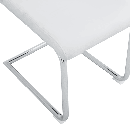 Cadeiras de sala de jantar 4 unidades - Estilo escandinavo, PU, encosto em malha, pernas metálicas antiderrapantes - Branco+Prata
