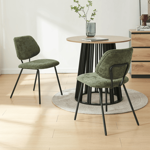 Conjunto de 2 cadeiras de jantar Köma tecido 78x49x55 cm Verde escuro en.casa