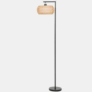 HOMCOM Candeeiro de Pé com Dupla Camada de Tela Candeeiro de Pé Bohémio com 3 Temperaturas de Cor Brilho Ajustável Controlo Remoto Interruptor de Pé Temporizador 52x33x170 cm Branco e Preto