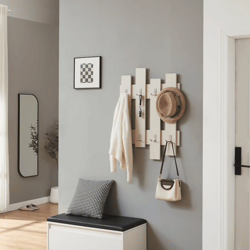 Bengaleiro de parede Raseborg 16 ganchos 60x80 cm Bege en.casa