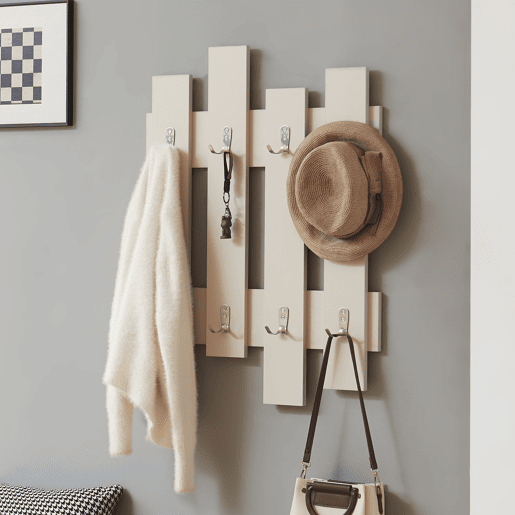 Bengaleiro de parede Raseborg 16 ganchos 60x80 cm Bege en.casa