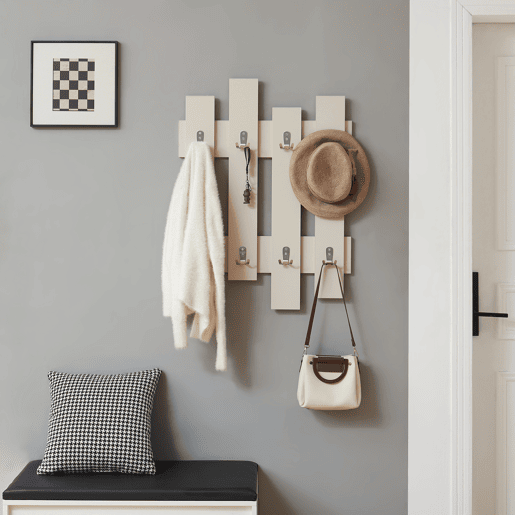 Bengaleiro de parede Raseborg 16 ganchos 60x80 cm Bege en.casa
