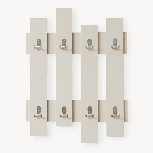 Bengaleiro de parede Raseborg 16 ganchos 60x80 cm Bege en.casa