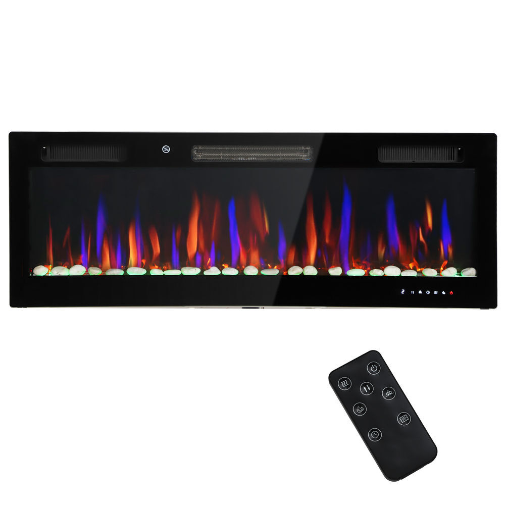 Chimenea Eléctrica Acero, Vidrio Templado HOMCOM
