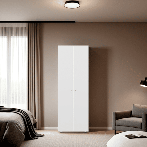 Armário Alto World de 2 Portas com 4 Prateleiras, Móvel de Armazenamento Vertical Independente para Quarto