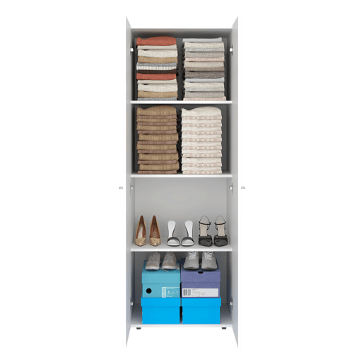 Armário Alto World de 2 Portas com 4 Prateleiras, Móvel de Armazenamento Vertical Independente para Quarto