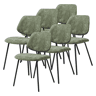 Conjunto de 6 cadeiras de jantar Köma tecido 78x49x55 cm Verde escuro en.casa
