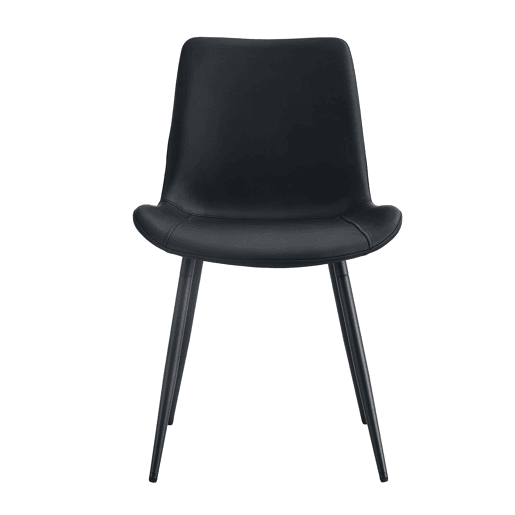 Cadeiras de sala de jantar 4 unidades - modernas, assento largo com encosto, PU e estrutura metálica - Preto