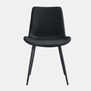 Cadeiras de sala de jantar 4 unidades - modernas, assento largo com encosto, PU e estrutura metálica - Preto