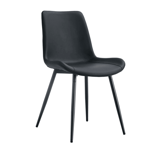 Cadeiras de sala de jantar 4 unidades - modernas, assento largo com encosto, PU e estrutura metálica - Preto