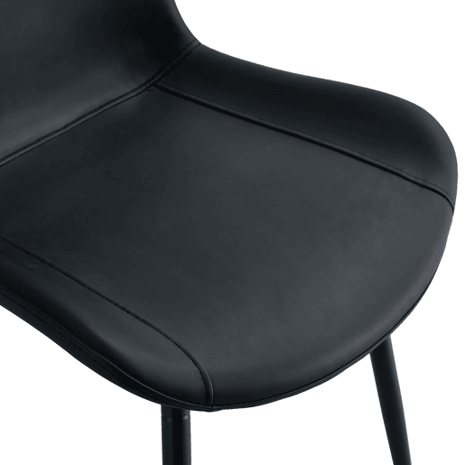 Cadeiras de sala de jantar 4 unidades - modernas, assento largo com encosto, PU e estrutura metálica - Preto