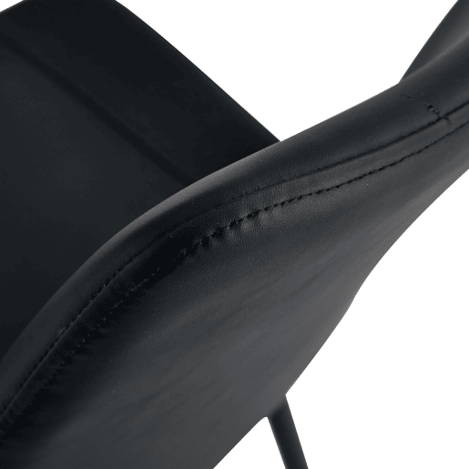 Cadeiras de sala de jantar 4 unidades - modernas, assento largo com encosto, PU e estrutura metálica - Preto