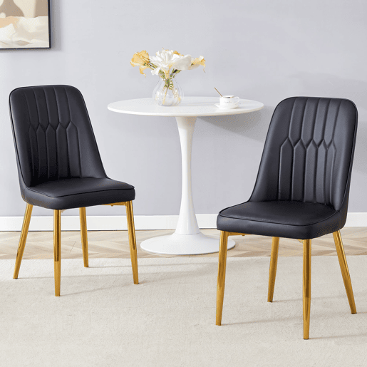 Cadeiras de sala de jantar 2 unidades - design moderno com assento largo - preto e dourado