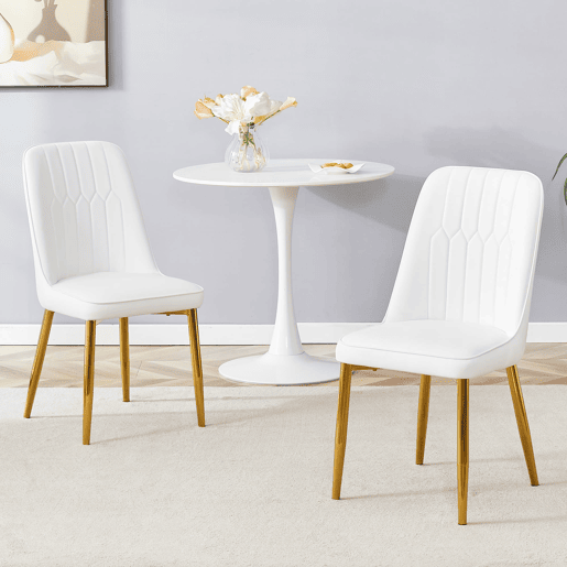 Cadeiras de sala de jantar 2 unidades - design moderno minimalista - branco e dourado