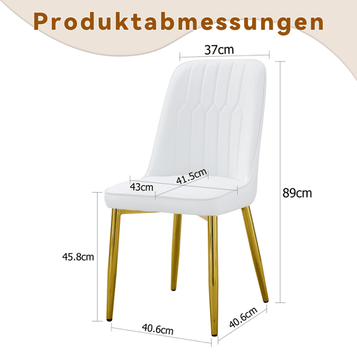 Cadeiras de sala de jantar 2 unidades - design moderno minimalista - branco e dourado