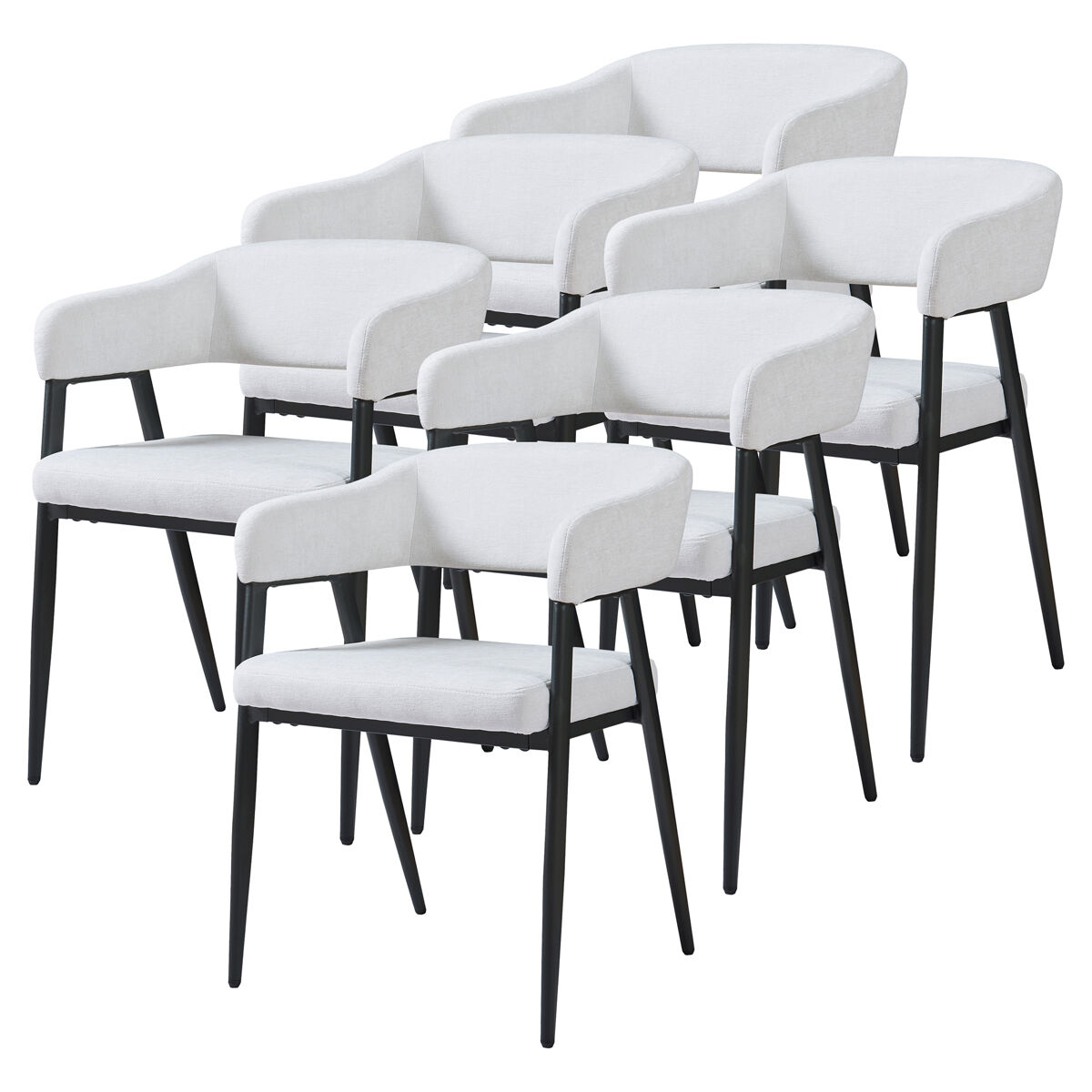 Juego de 6 sillas de comedor kohlmand tela acero 77x59x55cm gris claro [en.casa]