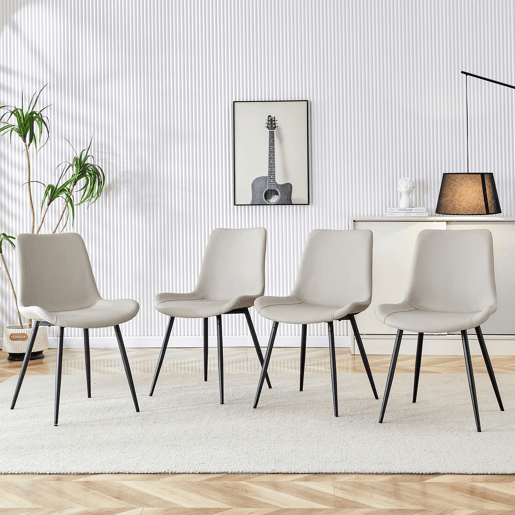 Cadeiras de sala de jantar 4 unidades - modernas, assento amplo, encosto, pés antiderrapantes - Preto+Cinza