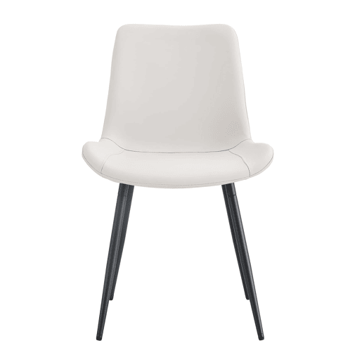 Cadeira de jantar 4 peças - design moderno, assento largo, encosto, pés antiderrapantes - Branco+Preto