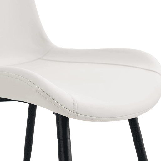 Cadeira de jantar 4 peças - design moderno, assento largo, encosto, pés antiderrapantes - Branco+Preto