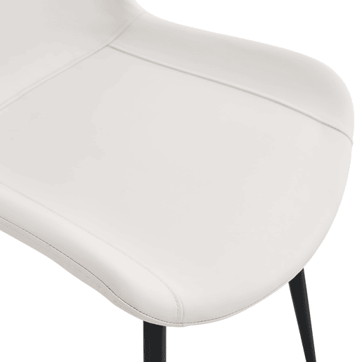 Cadeira de jantar 4 peças - design moderno, assento largo, encosto, pés antiderrapantes - Branco+Preto