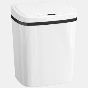 HOMCOM Balde de Lixo Automático 15L Papeleira de Cozinha com Sensor Infravermelhos e Modo Manual Anel de Retenção Antimarcas, para Escritório Casa 27,6x21,4x33,5 cm Branco