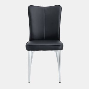 Cadeiras de sala de jantar 2 unidades 89 cm - modernas PU, pernas metálicas - preto prateado
