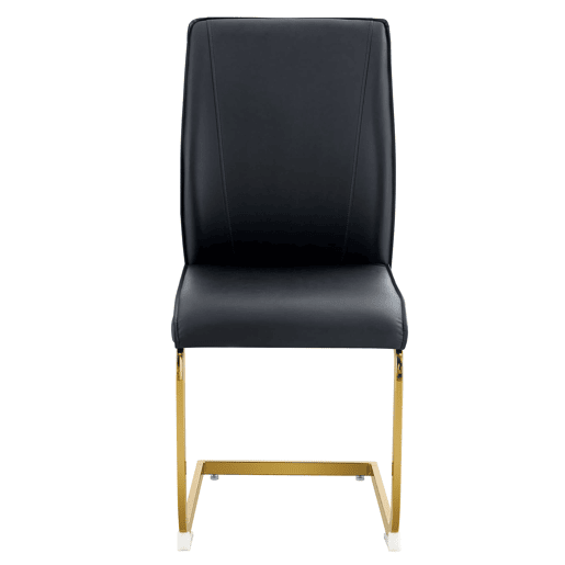 Cadeiras de sala de jantar 2 unidades - Assento PU confortável, estilo moderno e elegante - Preto+Dourado
