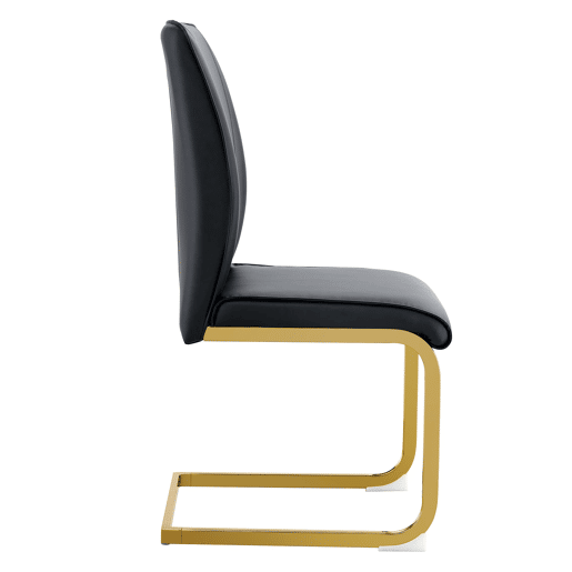 Cadeiras de sala de jantar 2 unidades - Assento PU confortável, estilo moderno e elegante - Preto+Dourado