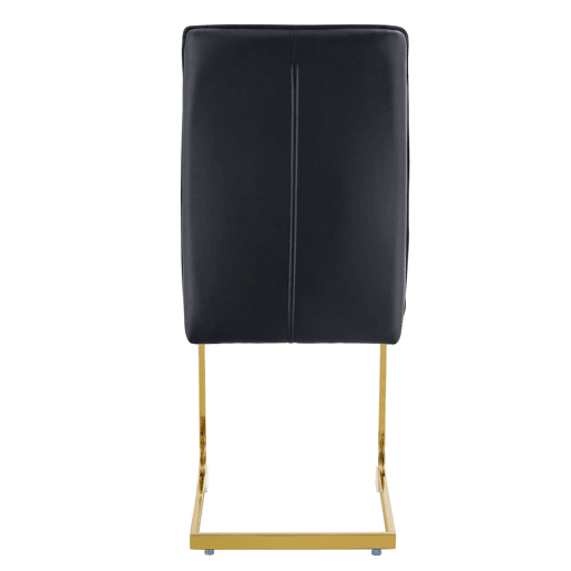 Cadeiras de sala de jantar 2 unidades - Assento PU confortável, estilo moderno e elegante - Preto+Dourado