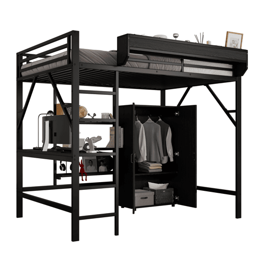 Cama alta,cama de criança,cama de casal de metal 140x200 cm,preto