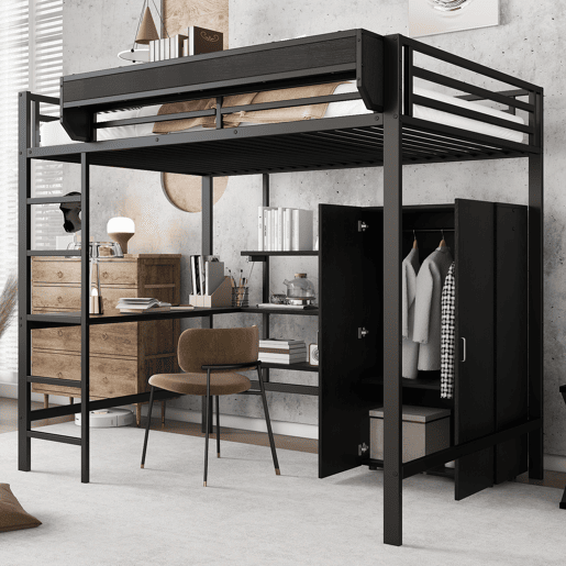 Cama alta,cama de criança,cama de casal de metal 140x200 cm,preto