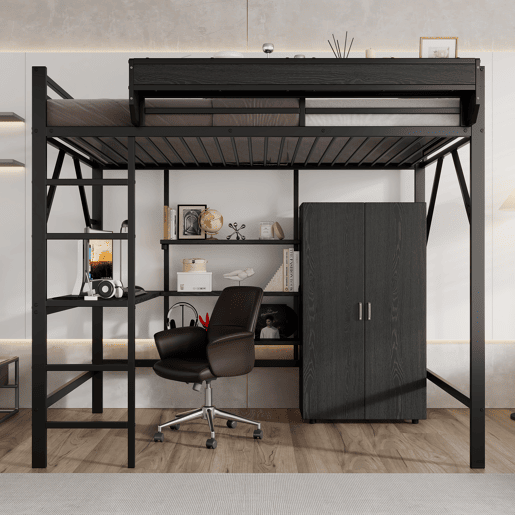 Cama alta,cama de criança,cama de casal de metal 140x200 cm,preto