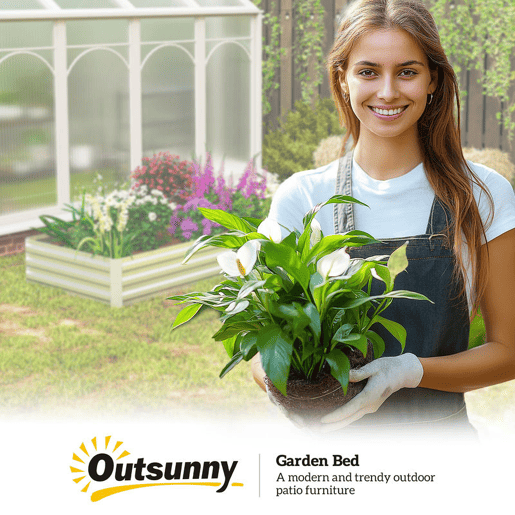 Outsunny Floreira Exterior Grande Retangular em Aço Galvanizado Horta Urbana para Cultivo de Plantas Vaso de Grande Dimensão com Fundo Aberto, Resistente às Intempéries 241x90,5x30 cm Prata