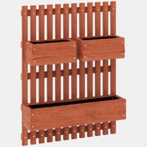 Outsunny Floreira de Parede com Treliça Floreira Vertical de Madeira com 4 Vasos Móveis e Orifício de Drenagem para Jardim Varanda Pátio 60x16x80 cm Castanho