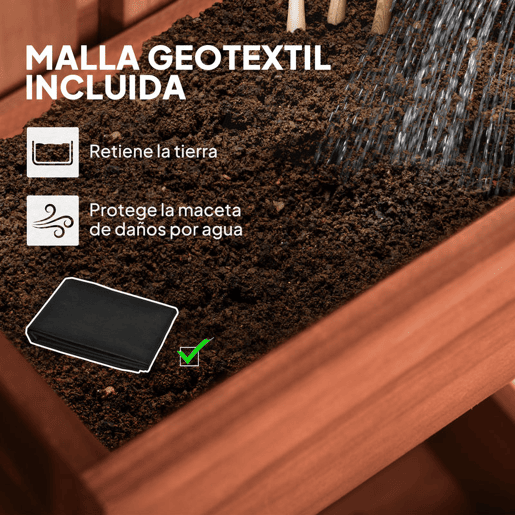 Outsunny Floreira de Parede com Treliça Floreira Vertical de Madeira com 4 Vasos Móveis e Orifício de Drenagem para Jardim Varanda Pátio 60x16x80 cm Castanho