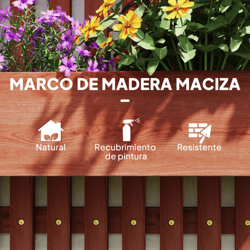 Outsunny Floreira de Parede com Treliça Floreira Vertical de Madeira com 4 Vasos Móveis e Orifício de Drenagem para Jardim Varanda Pátio 60x16x80 cm Castanho